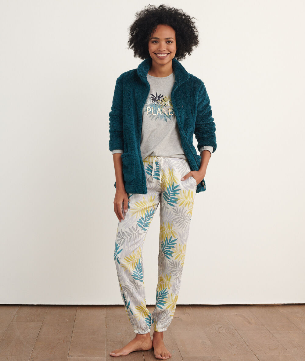 Floral print 3 pieces pyjama turquoise.