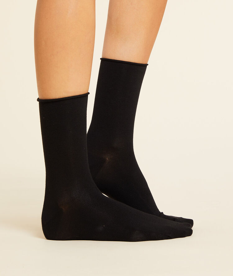 2 paires de chaussettes en coton bio noir.