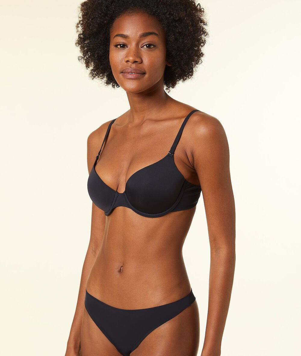 Micro padded demi-cup black.
