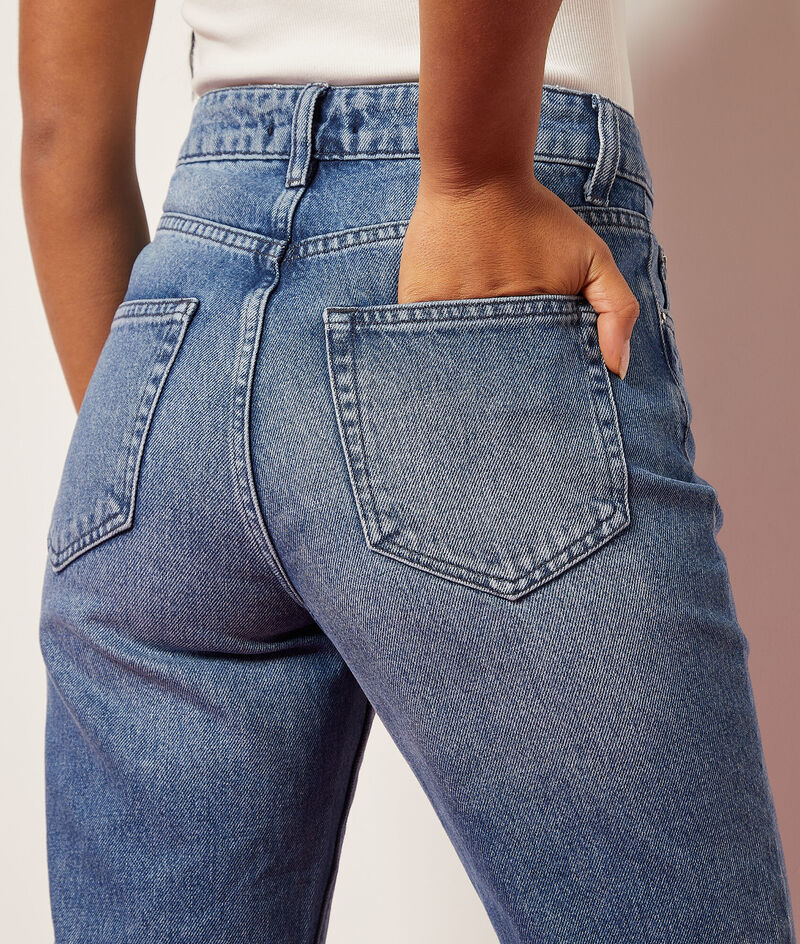 Cotton High Waist Jeans;${refinementColor}