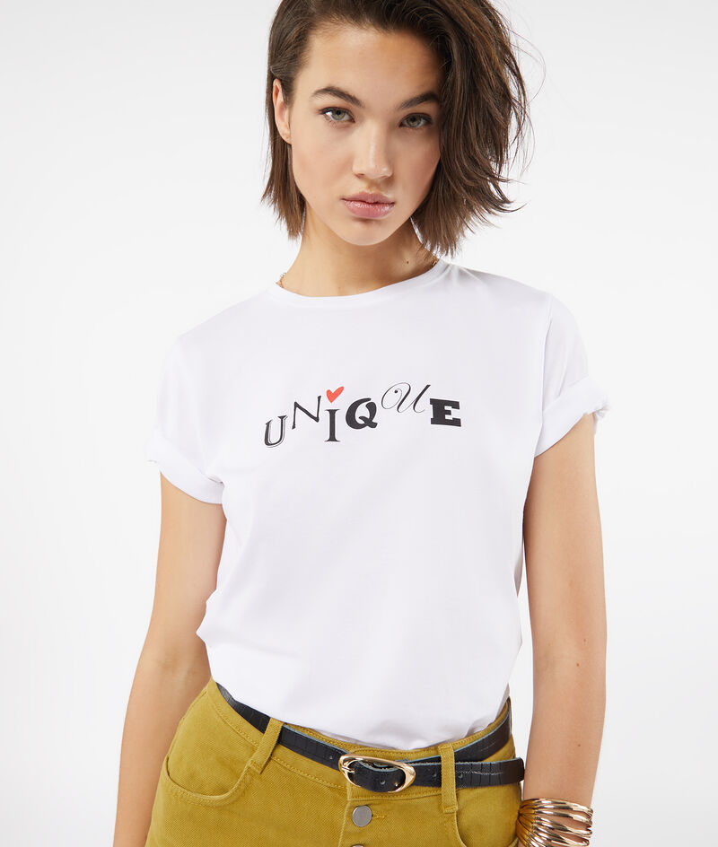 T-shirt manches courtes "Unique" 100% coton;${refinementColor}