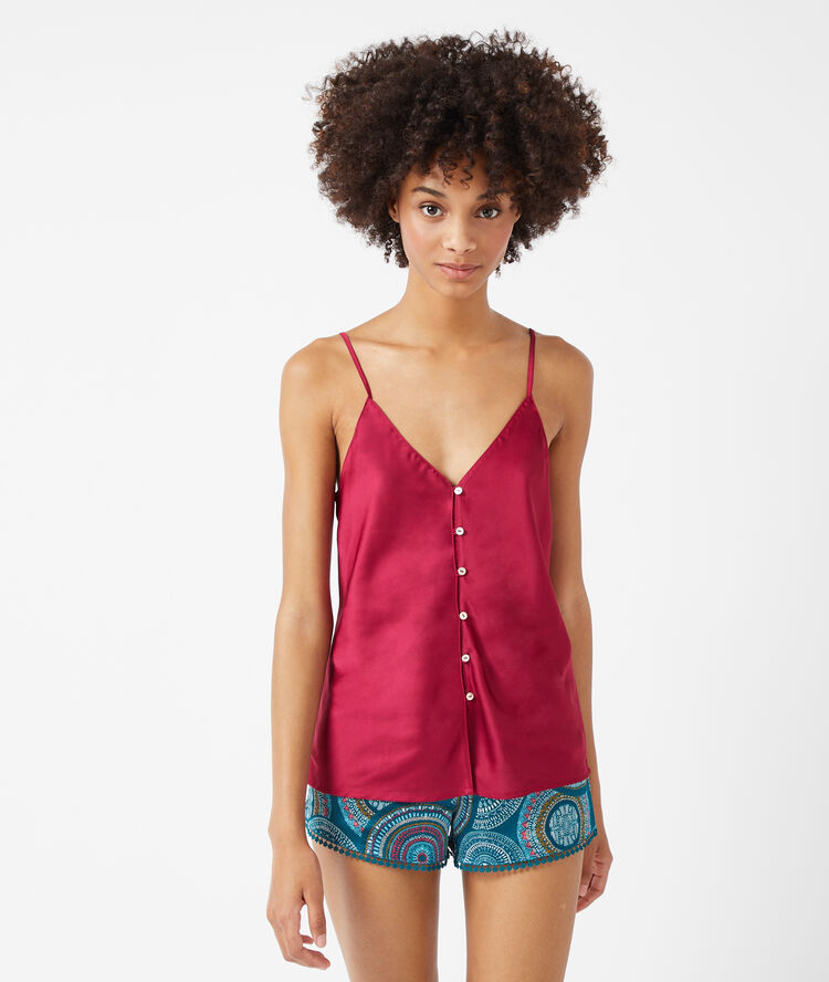Satiny cami top fuchsia.
