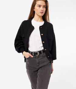Knit Jacket With Pockets;${refinementColor}