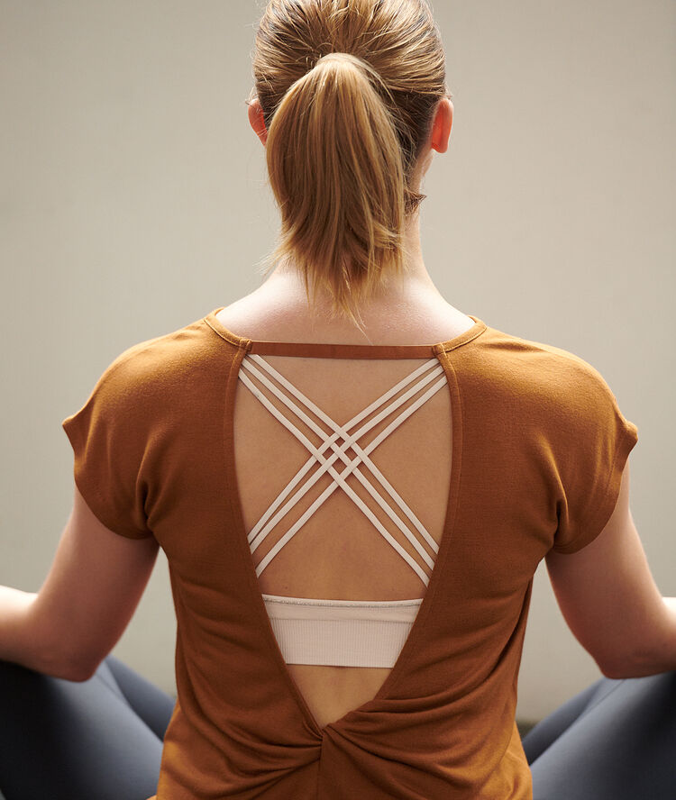 Open back sport top brown.