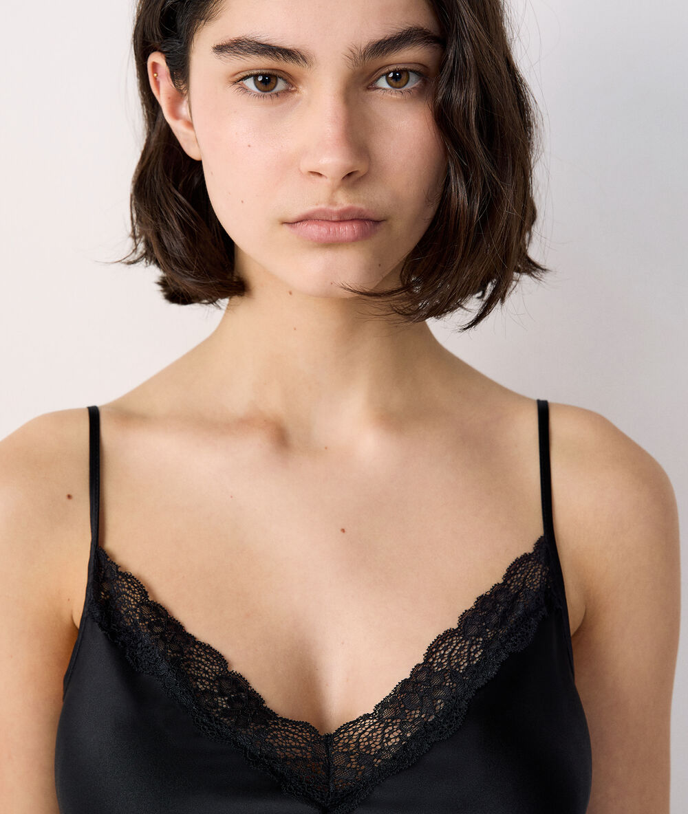 Silk slip nightdress black.