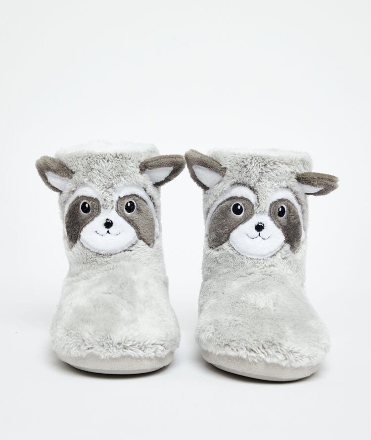Chaussons bottines raton laveur anthracite.