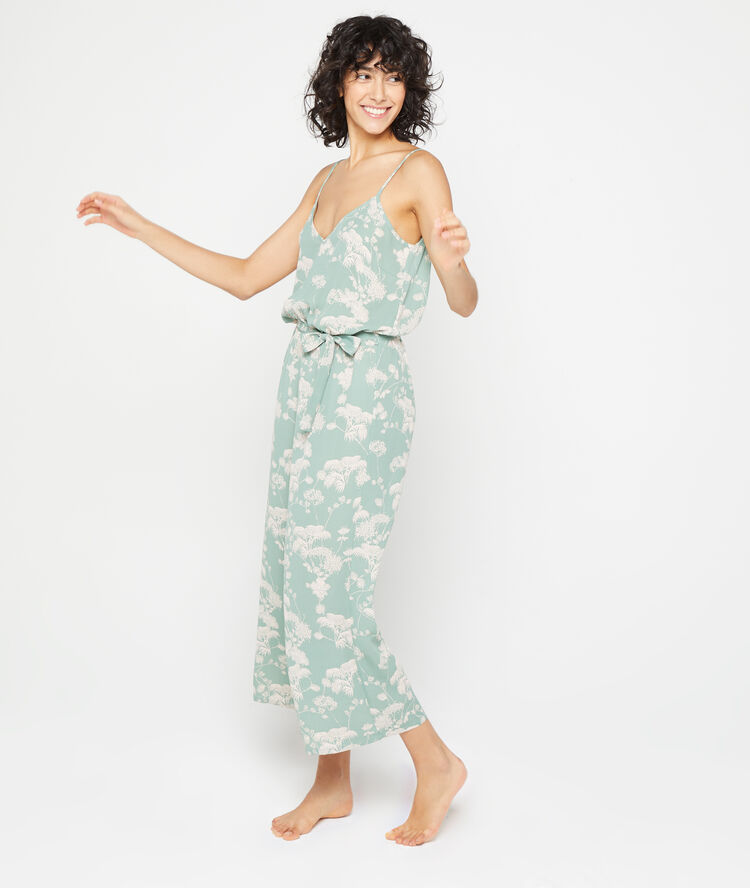 Jumpsuit with tie details celadon.