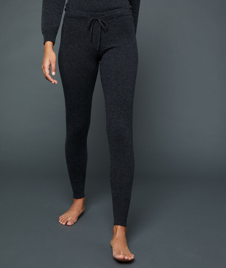 Leggings en cachemire gris fonce chine.