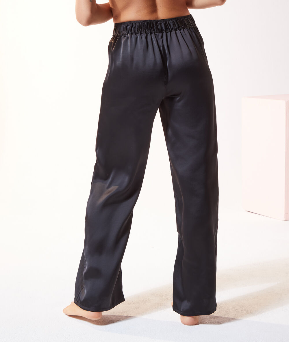 Satin trousers black.