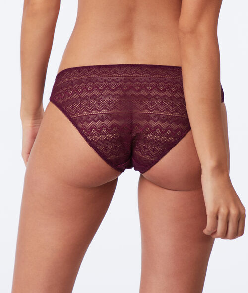 Geometric lace brief plum.