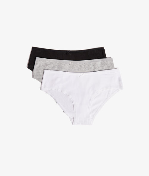 Pack of 3 coton shortys black / white/ grey.