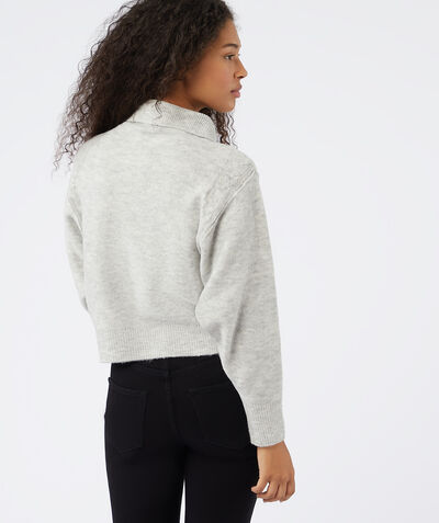 High-neck knit sweater;${refinementColor}