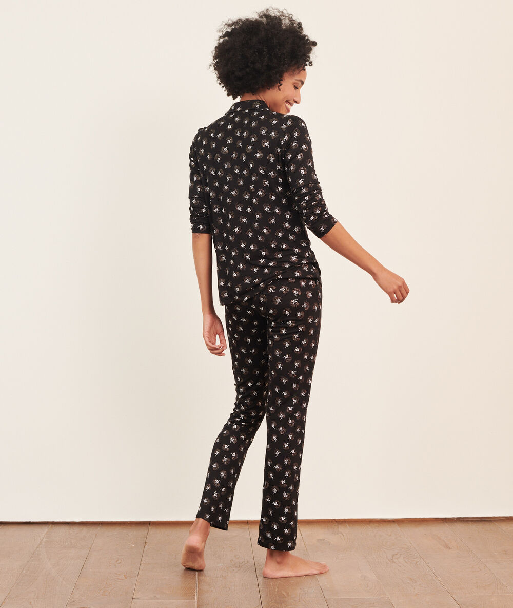 Printed pyjama shirt black.