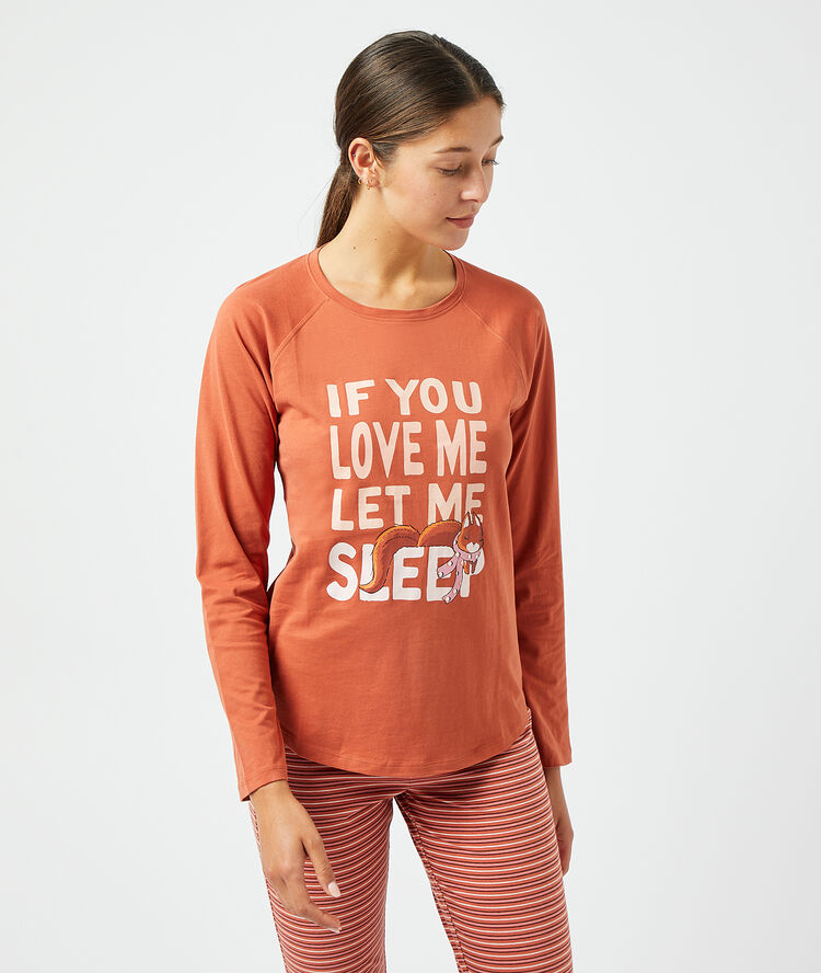 T-shirt "if you love me let me sleep" brique roux.