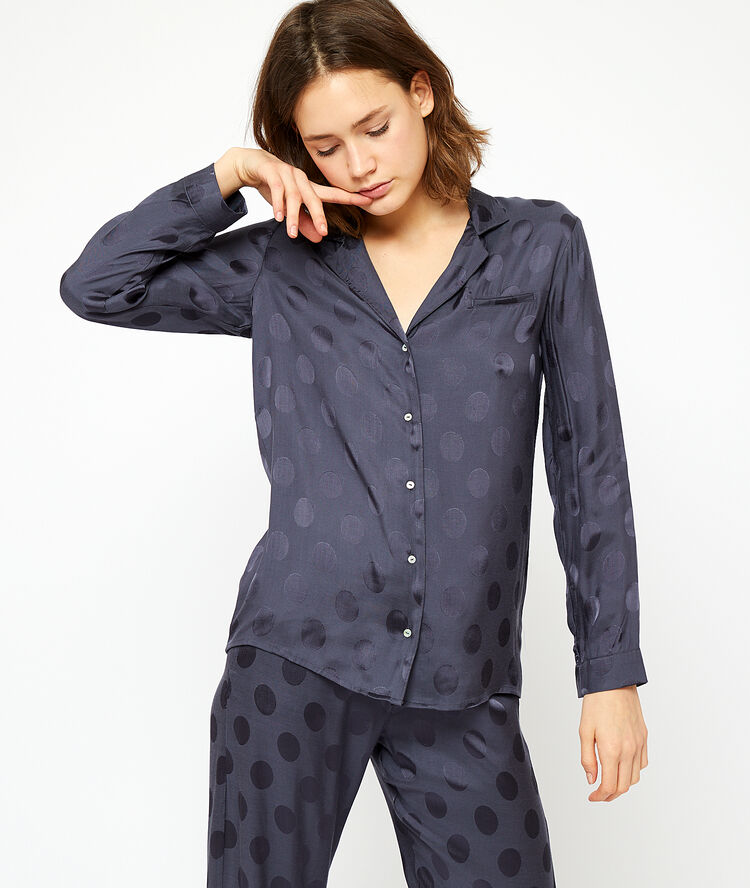 Satin polka dot shirt anthracite.
