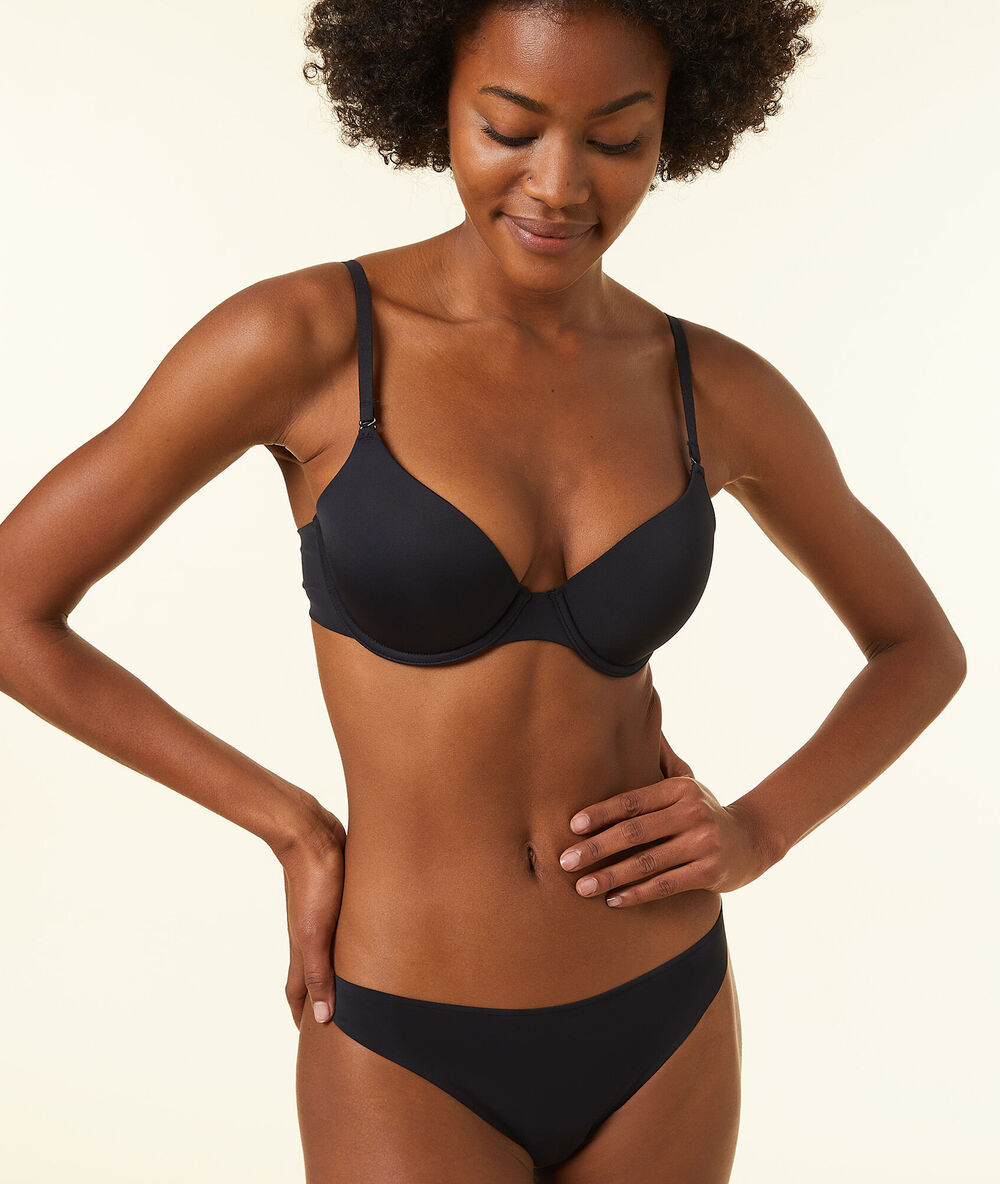 Micro padded demi-cup black.