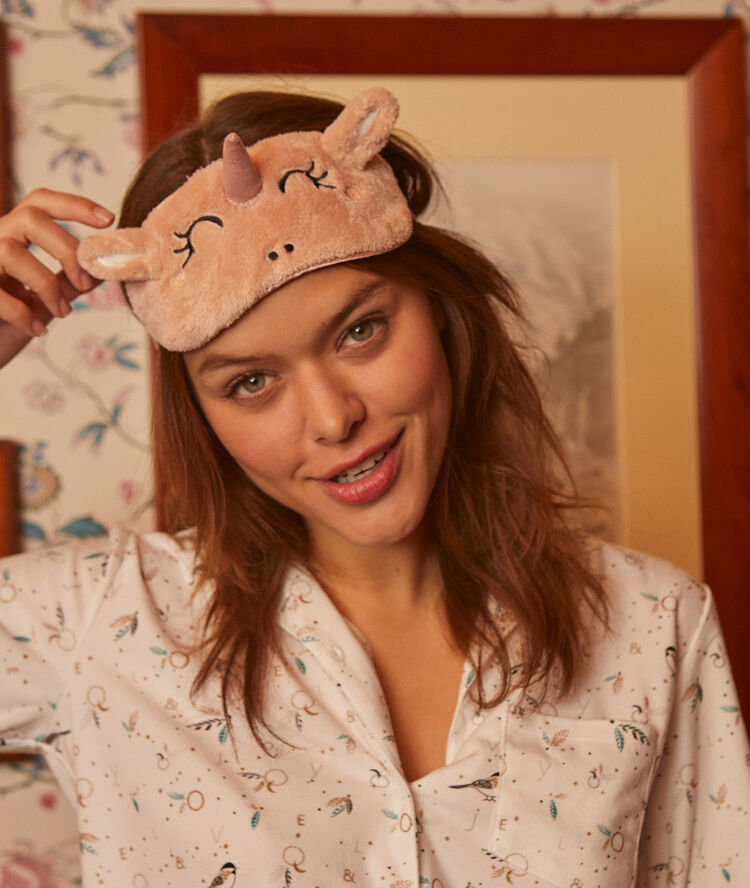 Masque de nuit licorne rose.