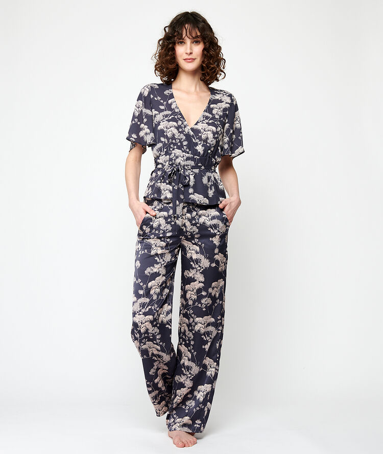 Satin hight waist trousers navy.