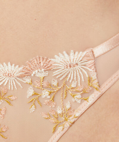 Embroidered tulle thong;${refinementColor}