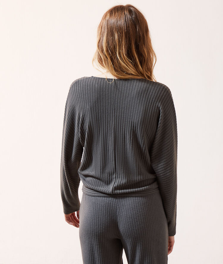 Top cache-coeur loungewear kaki.