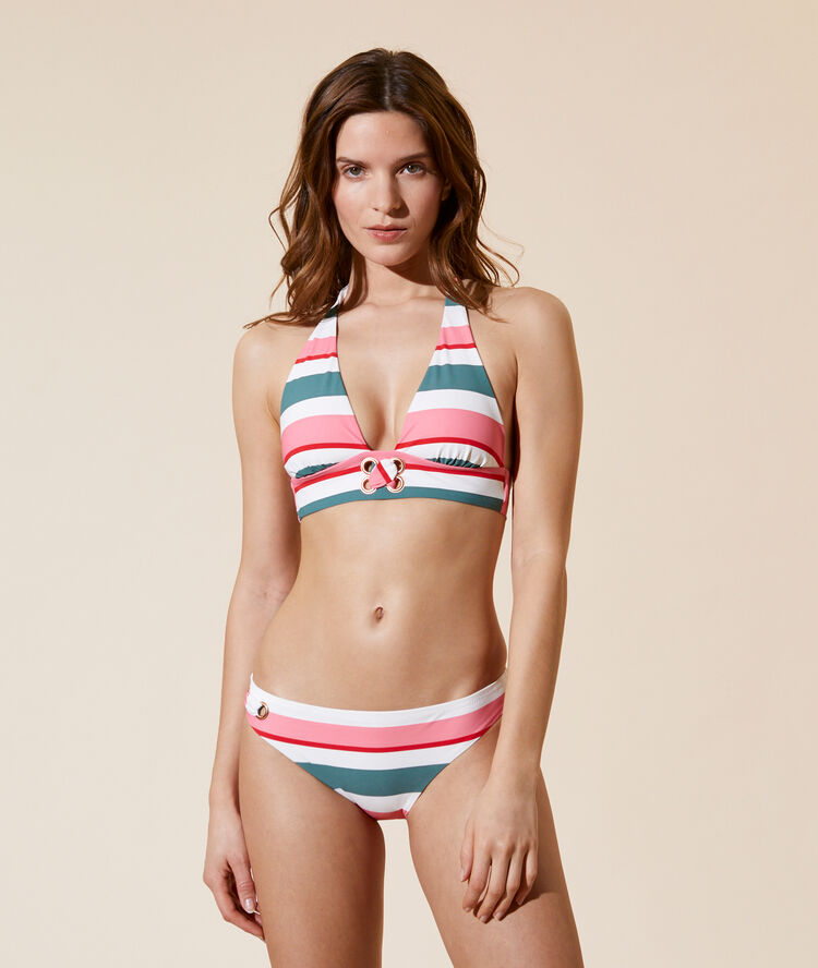 Haut de maillot de bain triangle, pads amovibles multicolore.