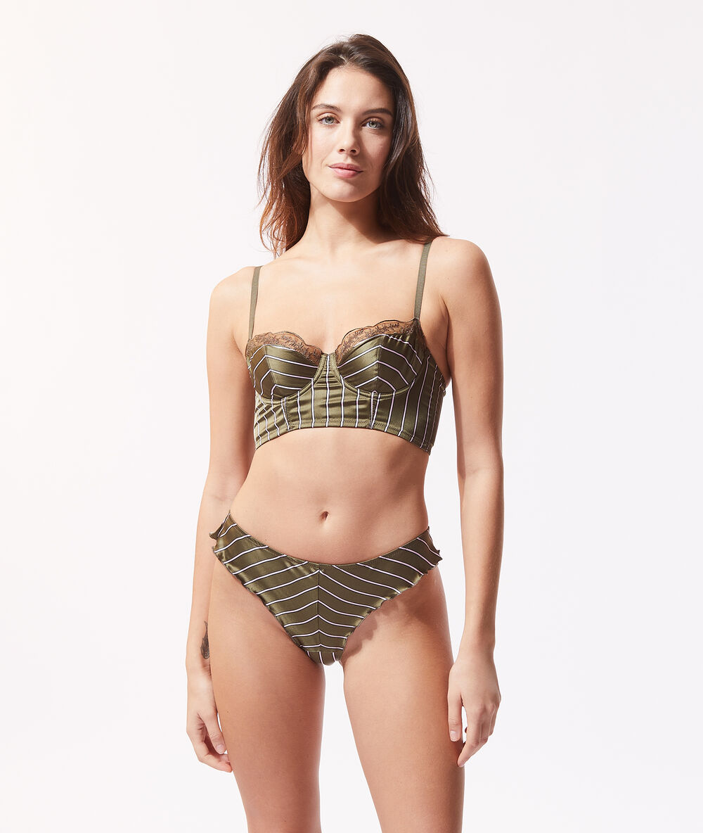 Sujetador sin relleno con corpi&ntilde;o de seda. copa a-c caqui.