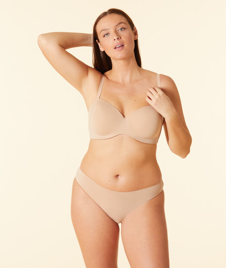 Micro bandeau bra beige.