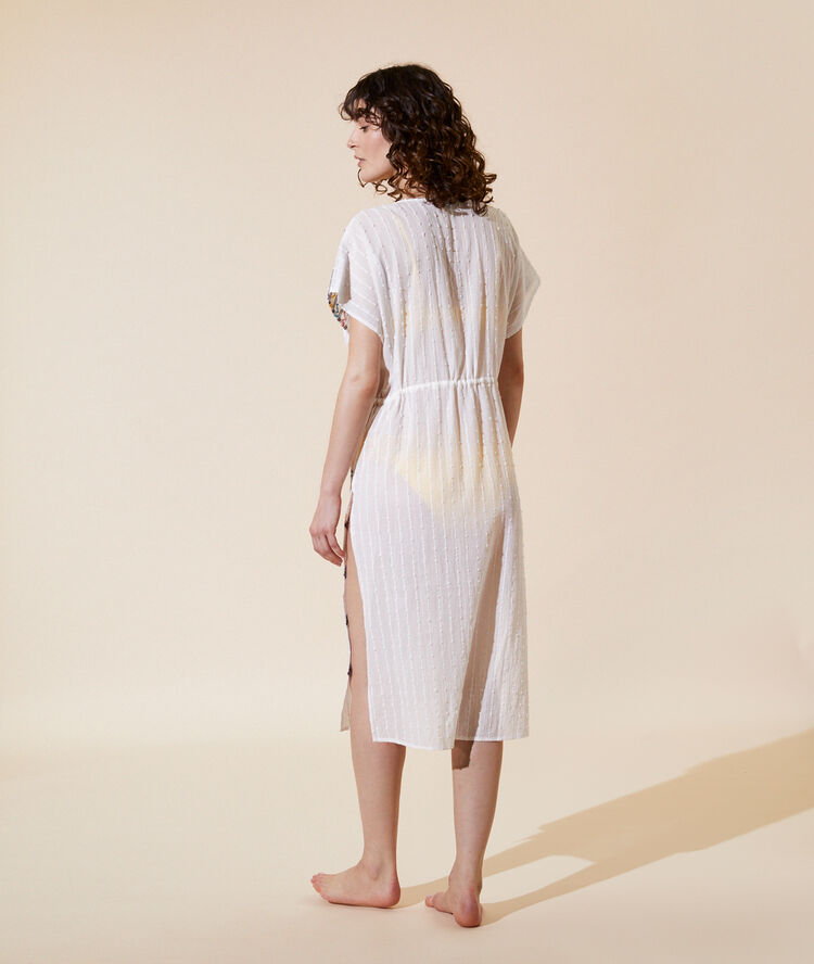 Embroidered maxi dress ecru.