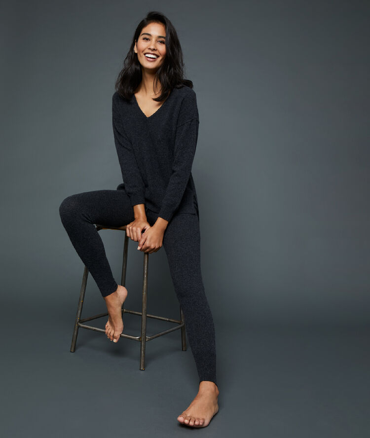 Cashmere leggings dark marl grey.