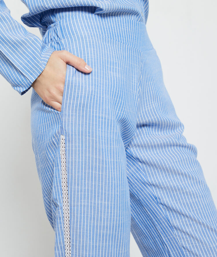 Striped trousers blue.