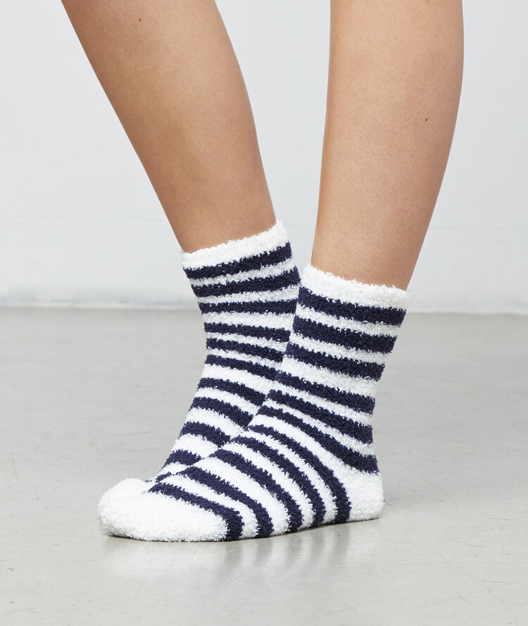 Chaussettes fibres m&eacute;tallis&eacute;es marine.