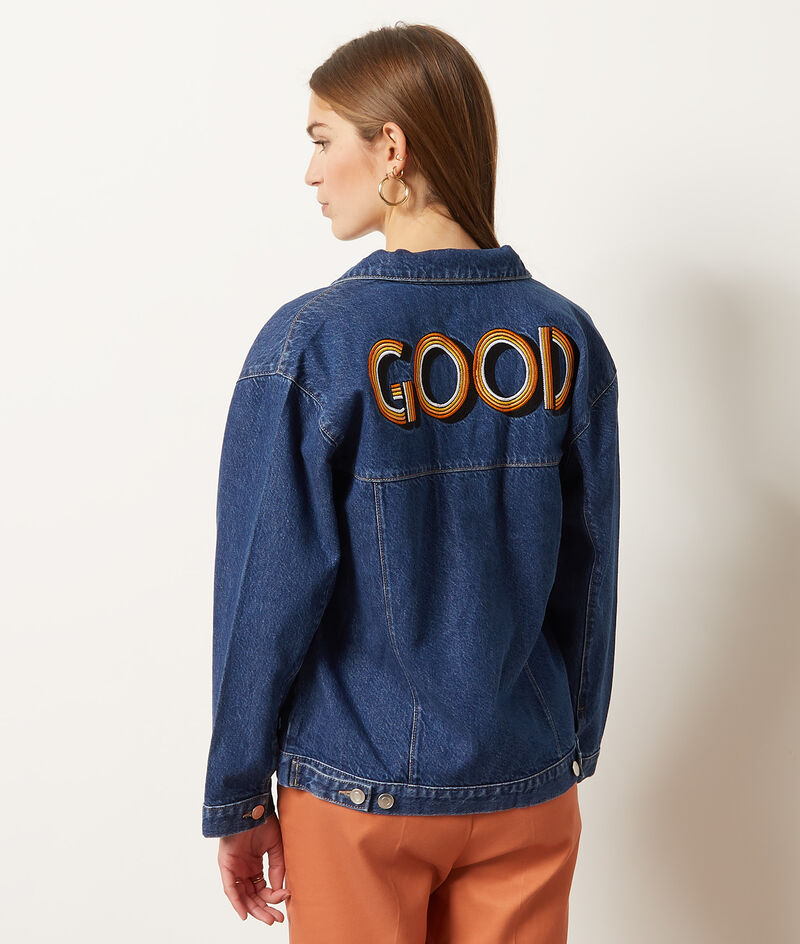 Denim Jacket With Embroidered Details;${refinementColor}