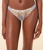 Embroidered tulle thong
