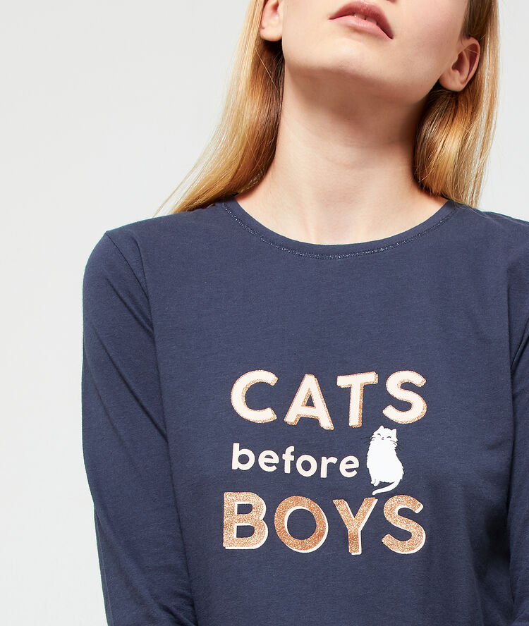 "cats before boys" t-shirt blue.
