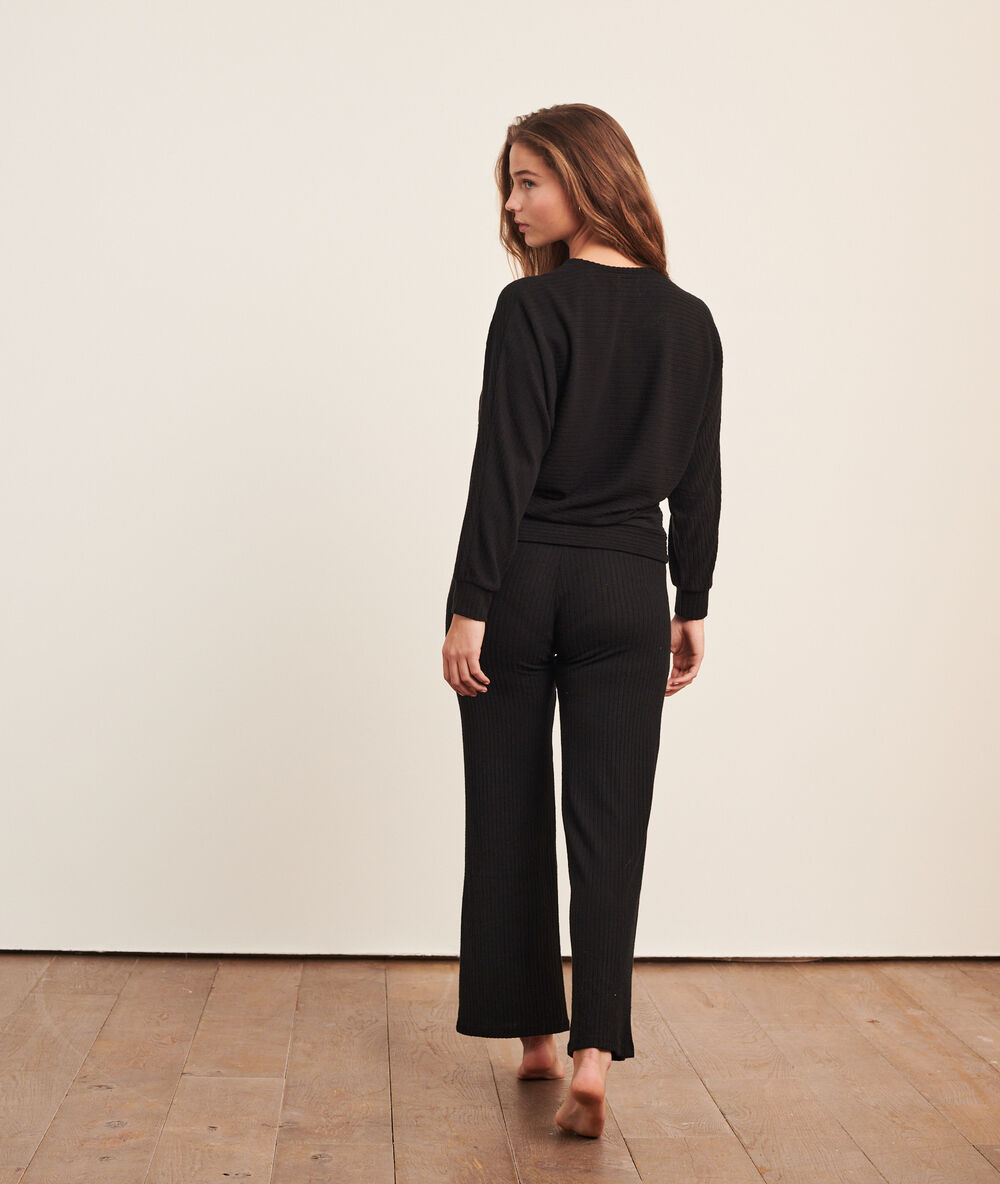 Loungewear ribbed trousers black.