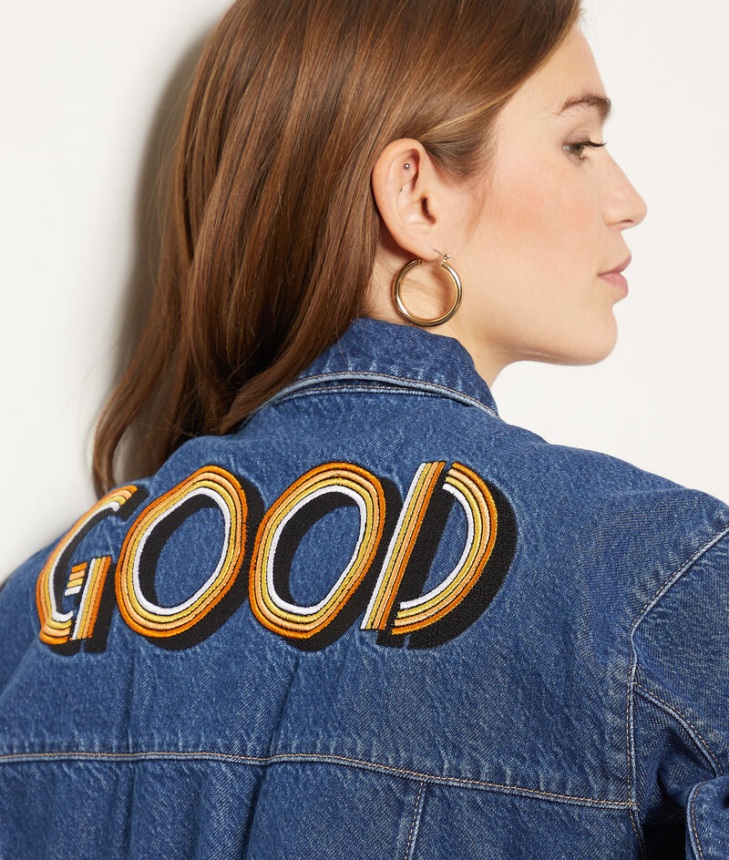 Denim Jacket With Embroidered Details;${refinementColor}
