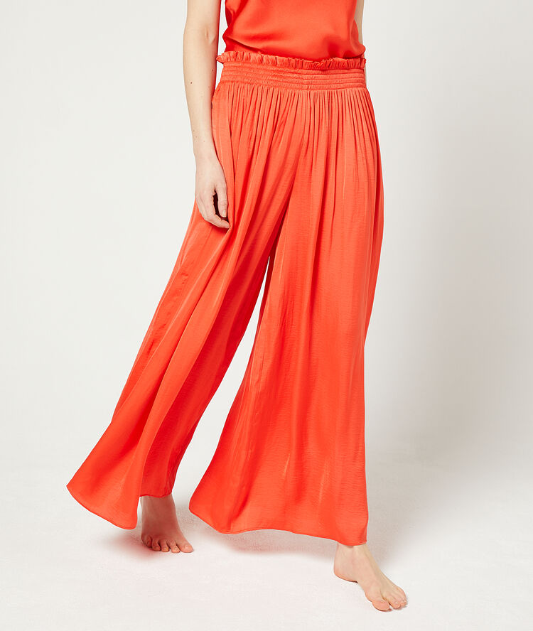 Loose trousers with smocked belt vermilion.