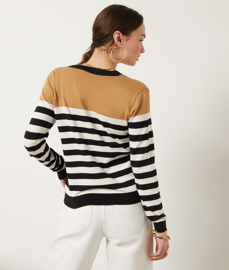 Striped knitted cardigan;${refinementColor}