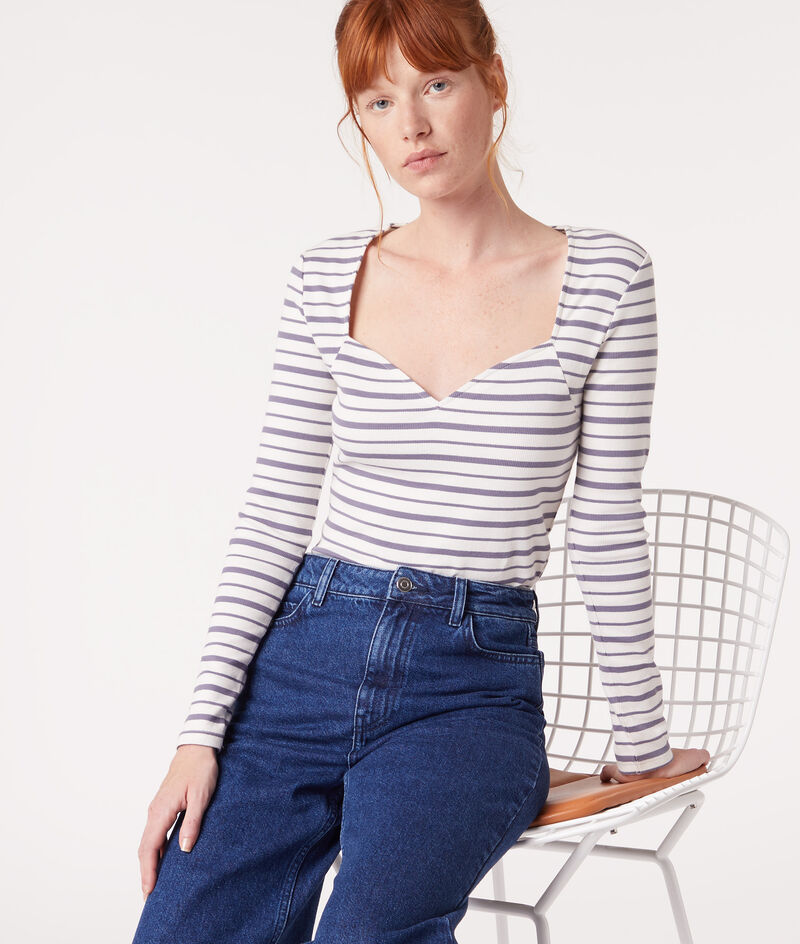 Long sleeve striped t-shirt;${refinementColor}