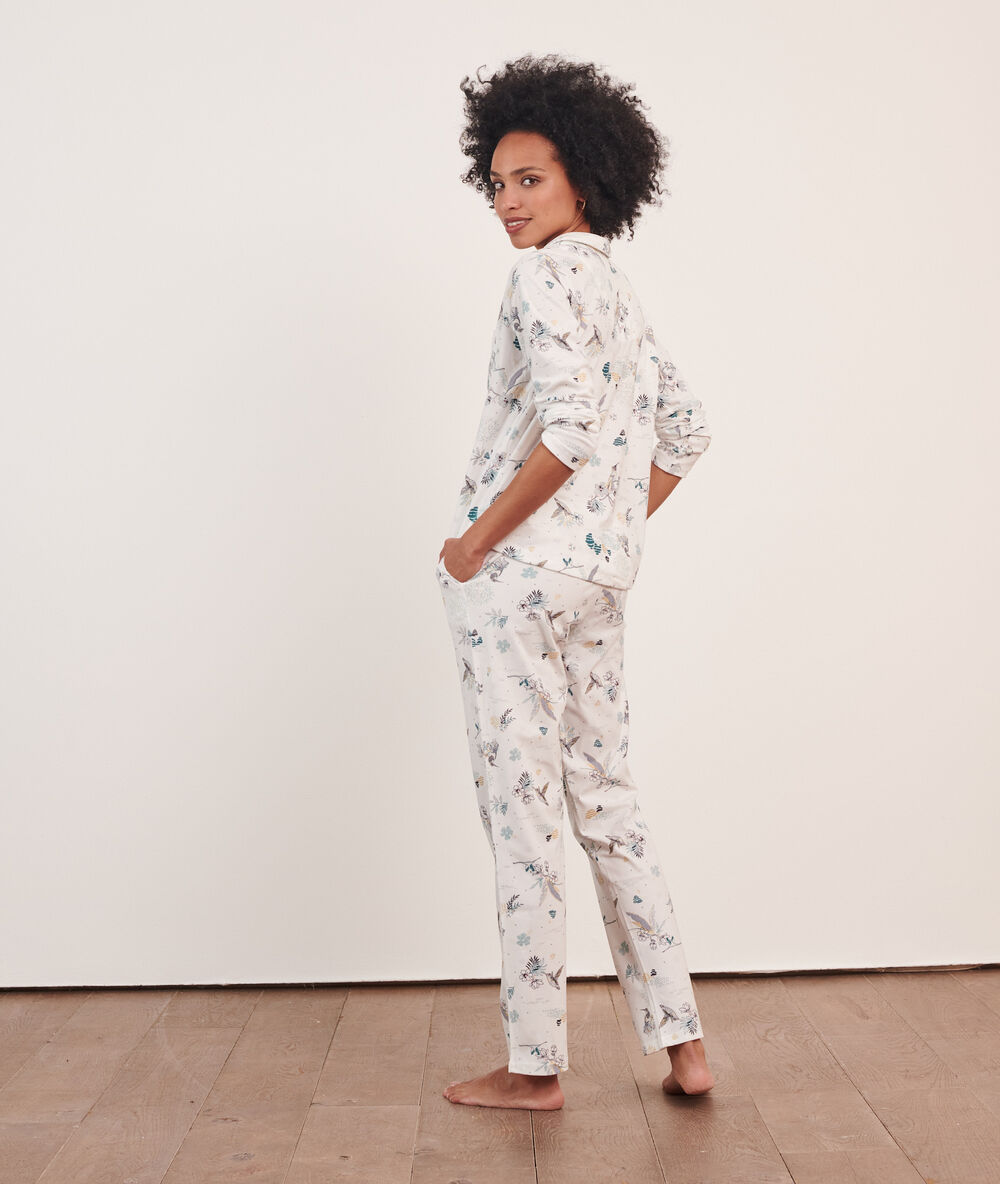 Pyjamas shirt in print off white.