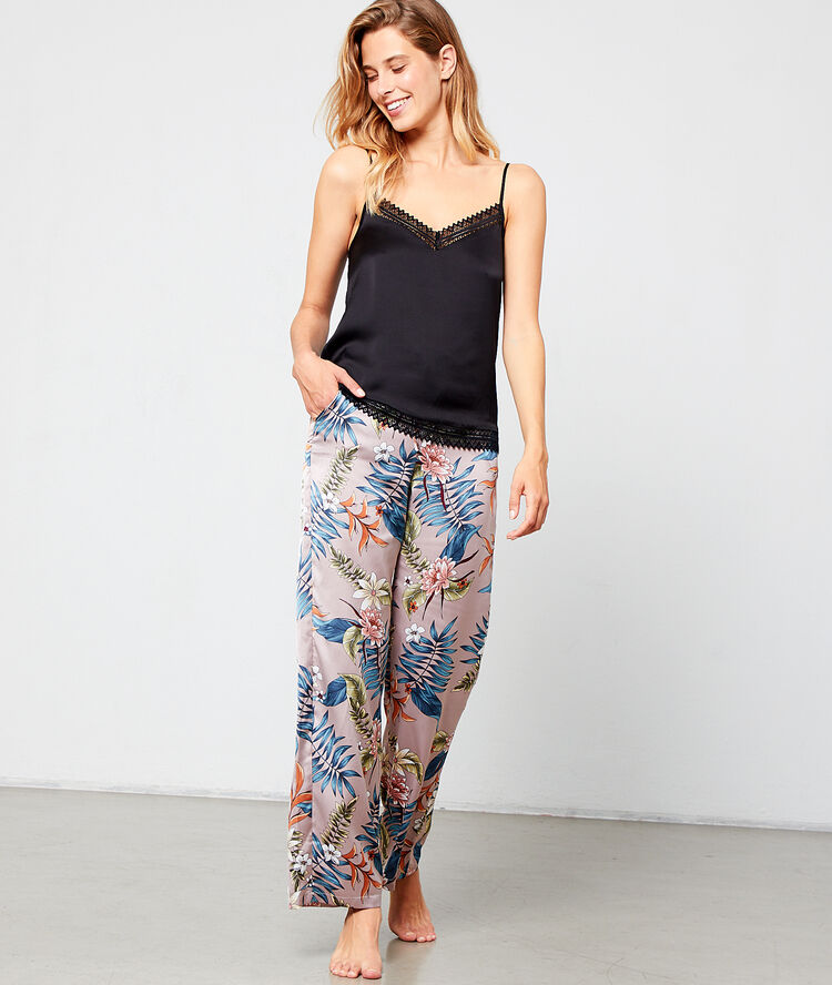 Pantalon satiné imprimé taupe.