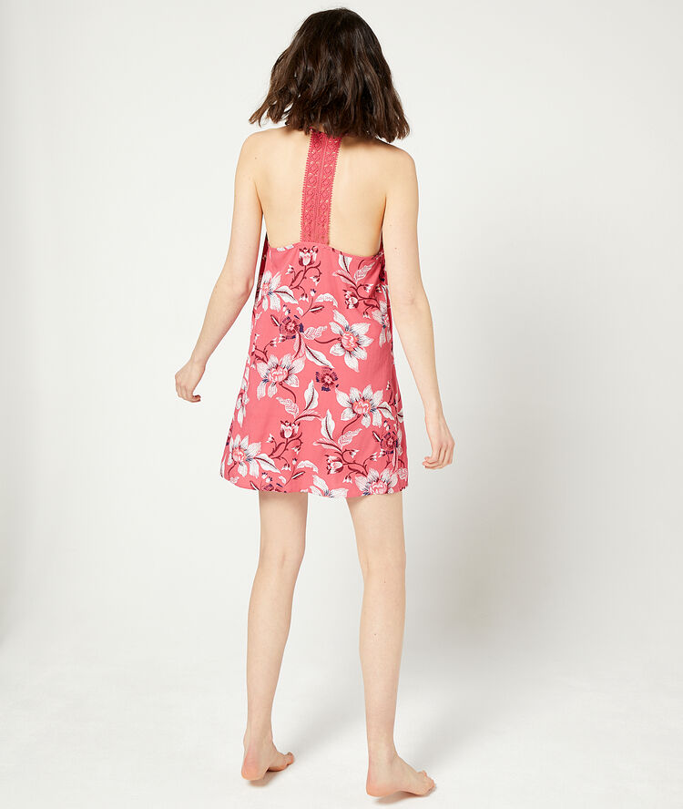Floral print nightie coral.