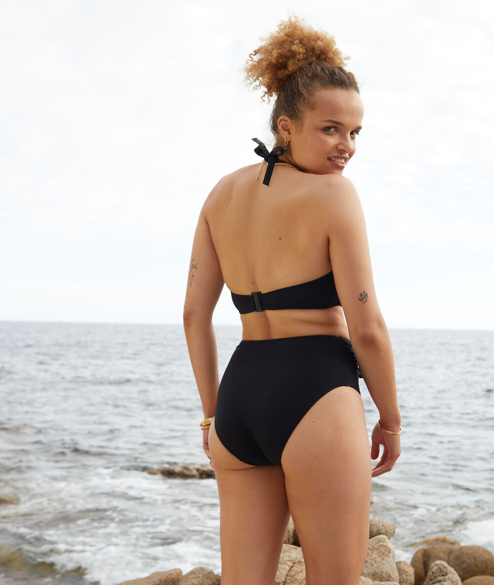 Light padded bandeau bikini top black.