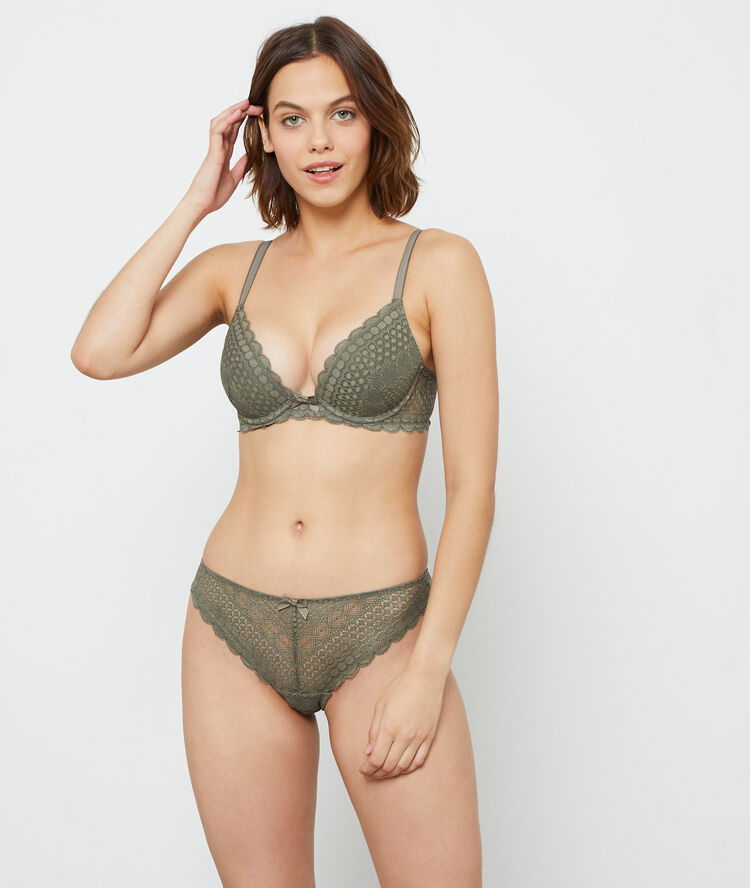Plunge push-up bra n&deg;2 khaki.