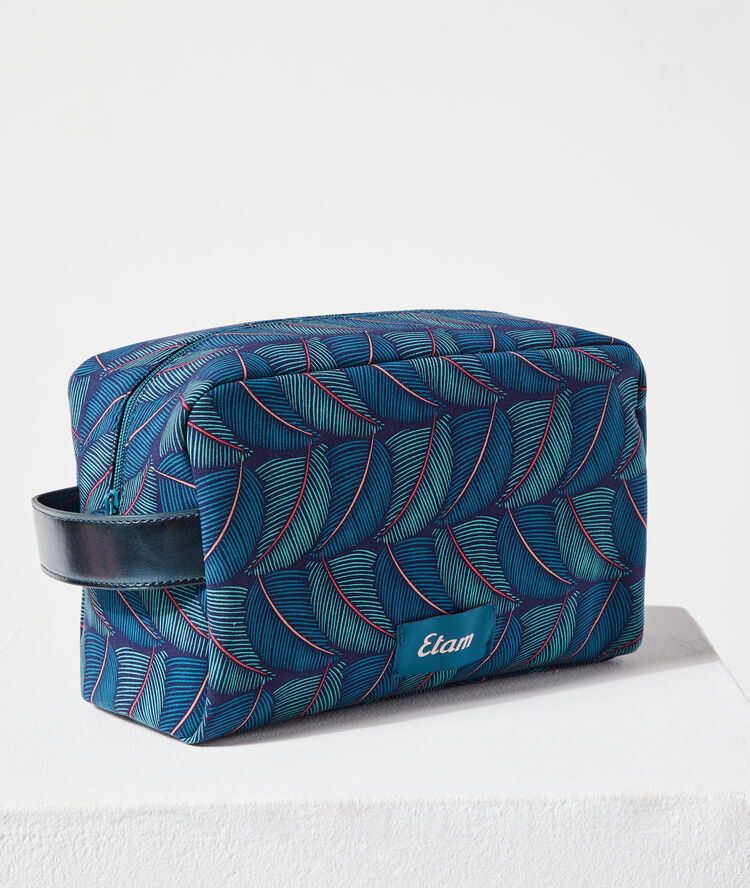 Trousse imprim&eacute;e bleu.