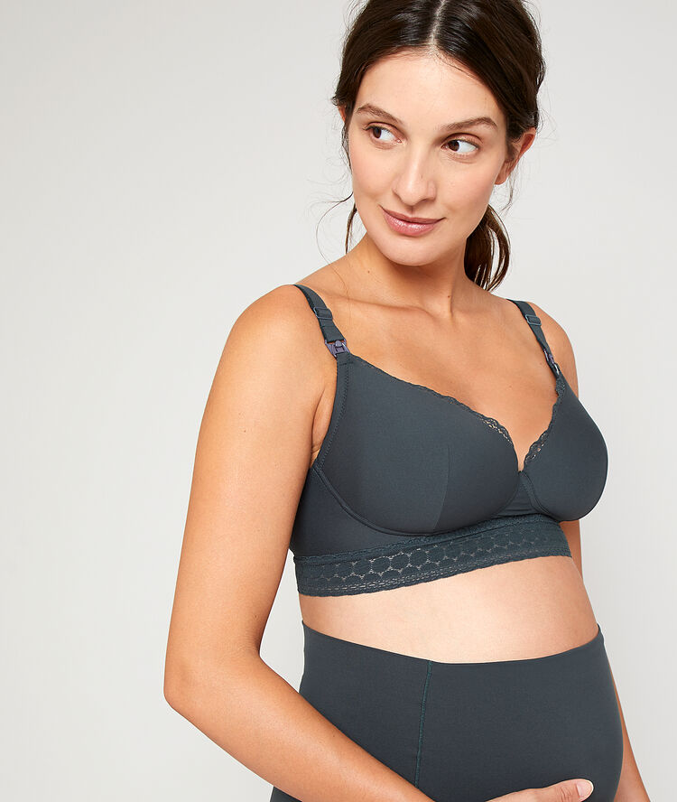 Light padded bra, breastfeeding pads khaki.