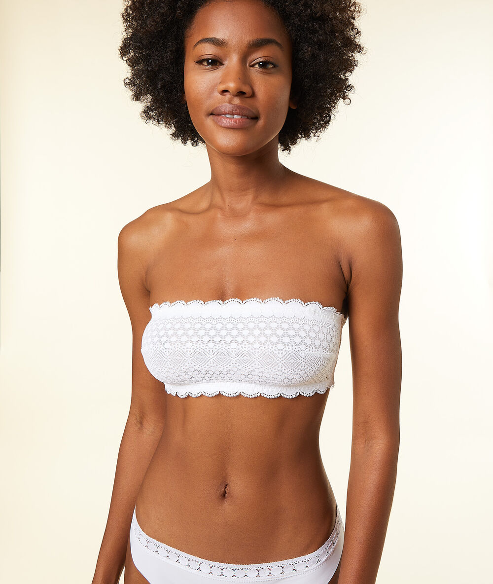 Lace bandeau bra white.
