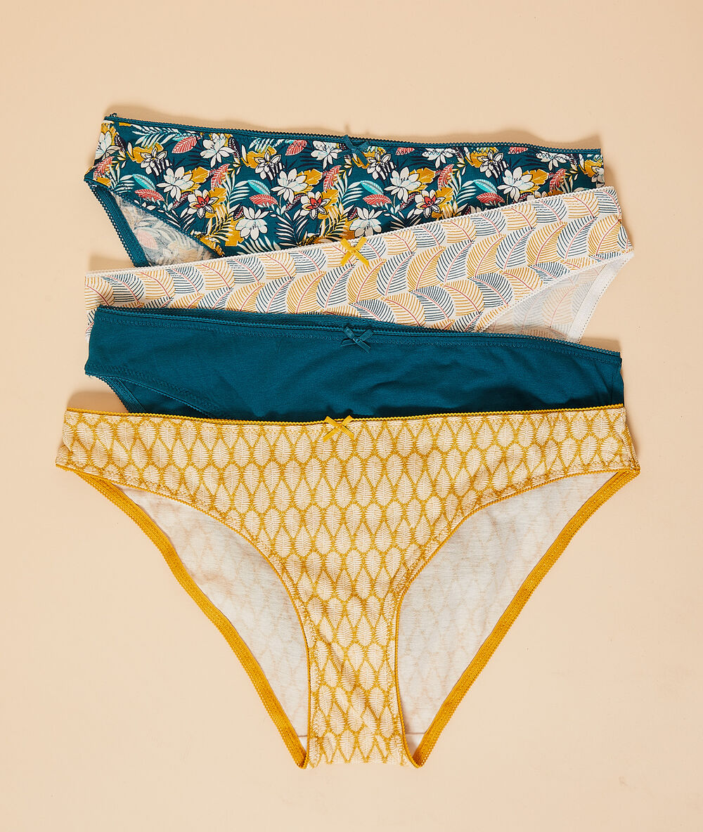 Pack of 4 printed briefs  peacock blue.