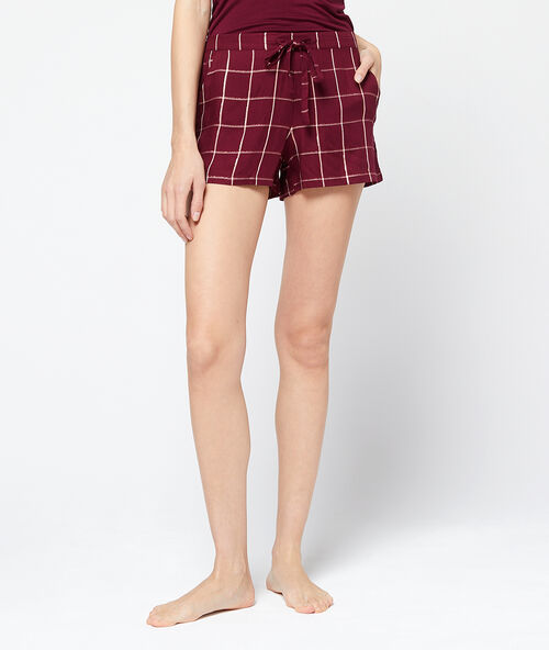 Tartan print shorts blackcurrant.