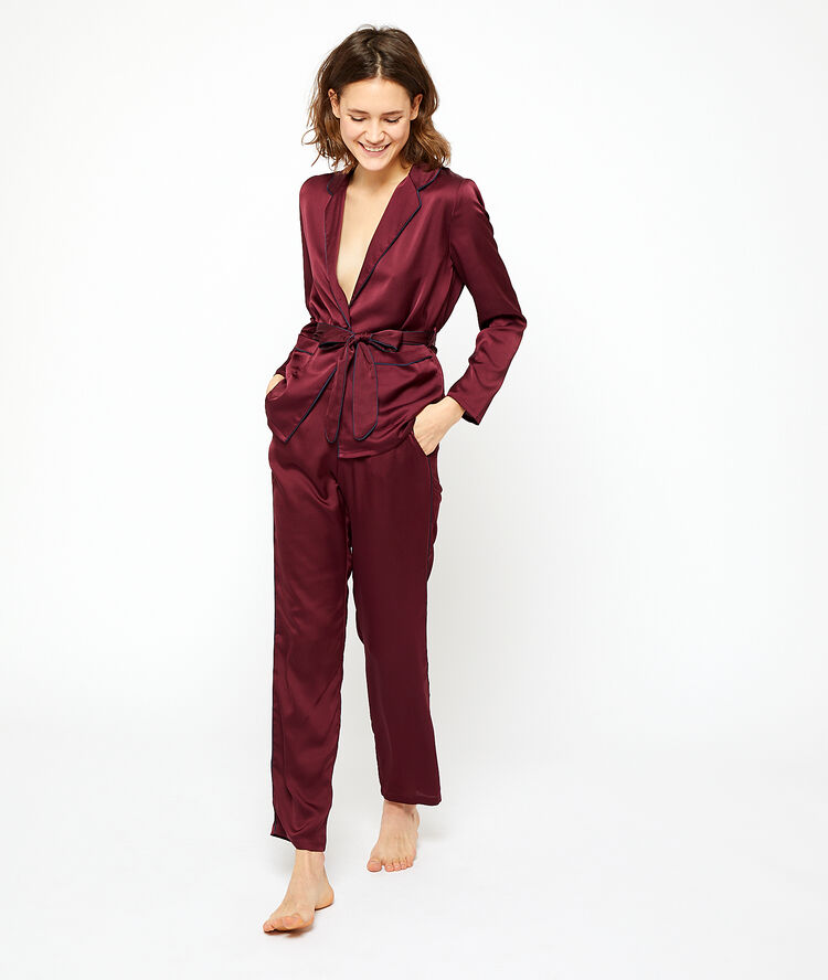 Satin trousers burgundy.